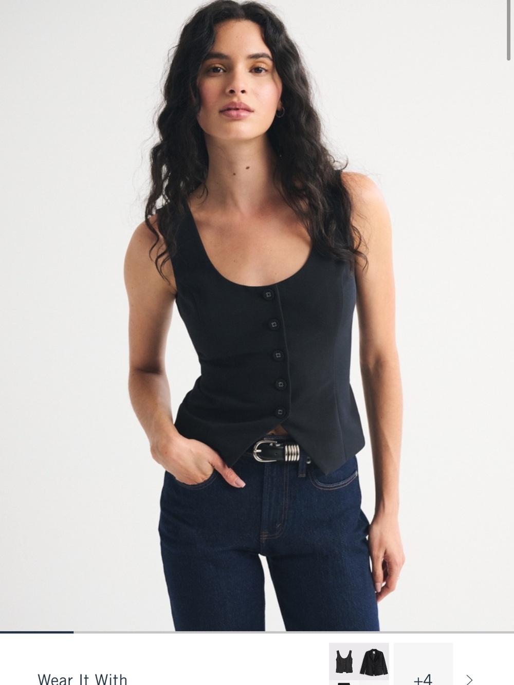 Abercrombie & Fitch Black Scoop-Neck tie back vest top